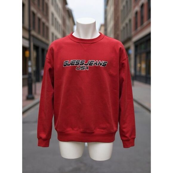Vintage Guess Red Crewneck Sweatshirt. Size Large - Picture 1 of 8